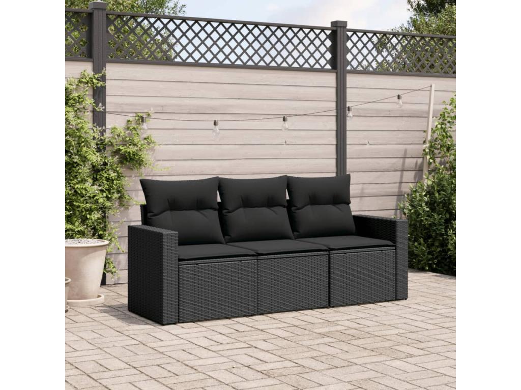65 x 62 x 69 cm Patio Furniture Set 3-piece Resin Wicker Resin Black