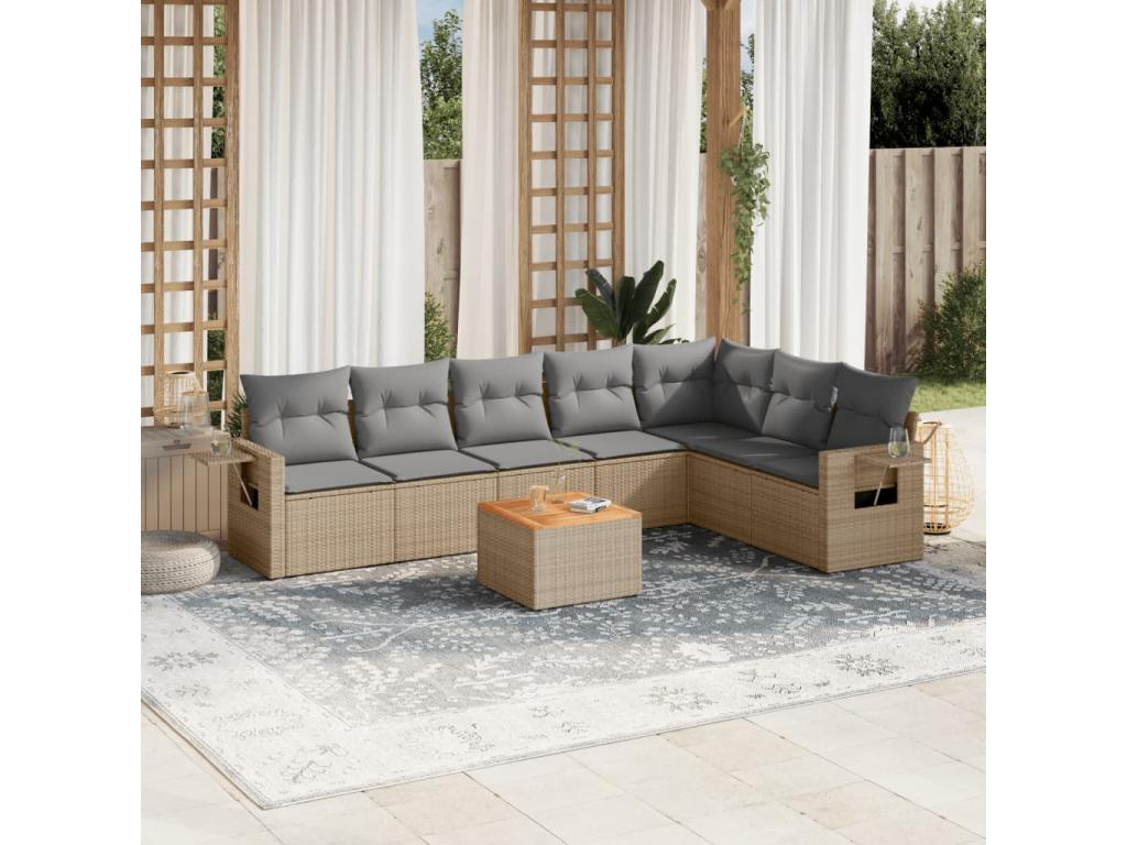 80 x 50 x 33 cm Patio Furniture Set 8-piece Resin Wicker Resin Beige