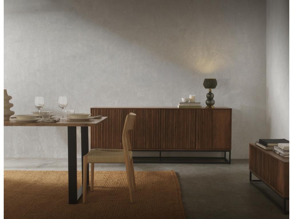 85 x 40 x 60 cm Sideboard Mango Wood Metal Dark Natural