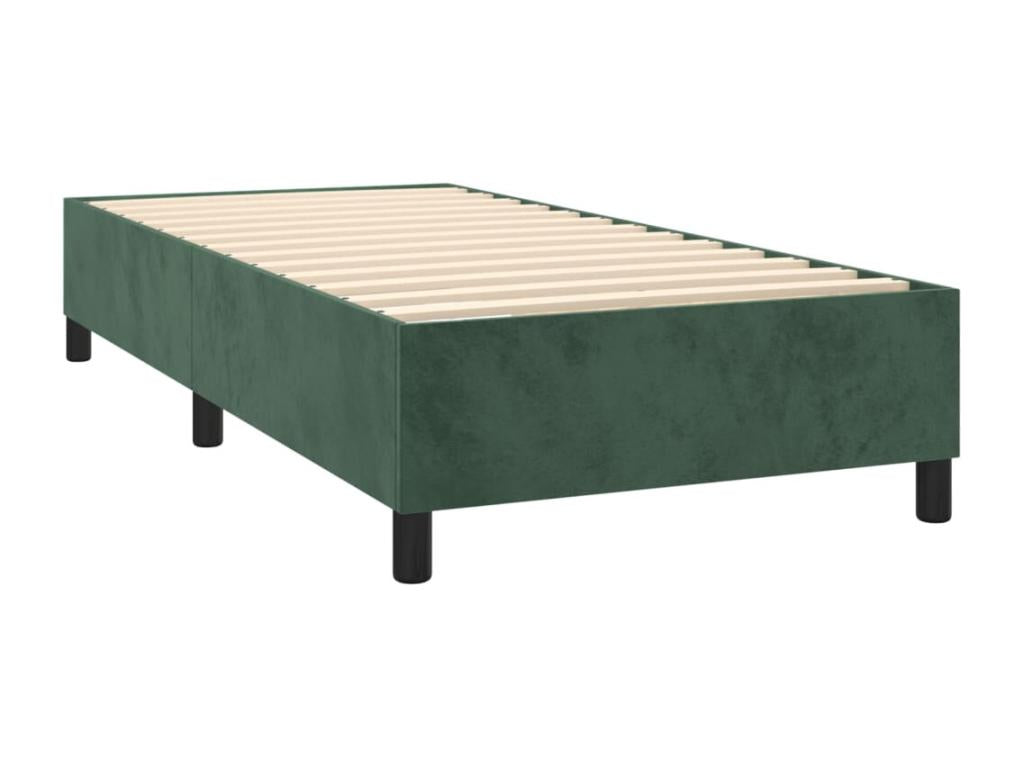 90 x 200 cm Box Spring Bed with Mattress Velvet Green