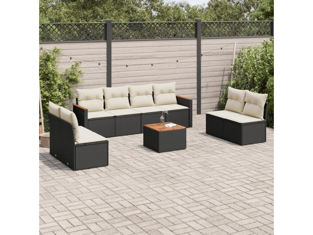 61 x 62 x 69 cm Patio Furniture Set 9-piece Resin Wicker Resin Black