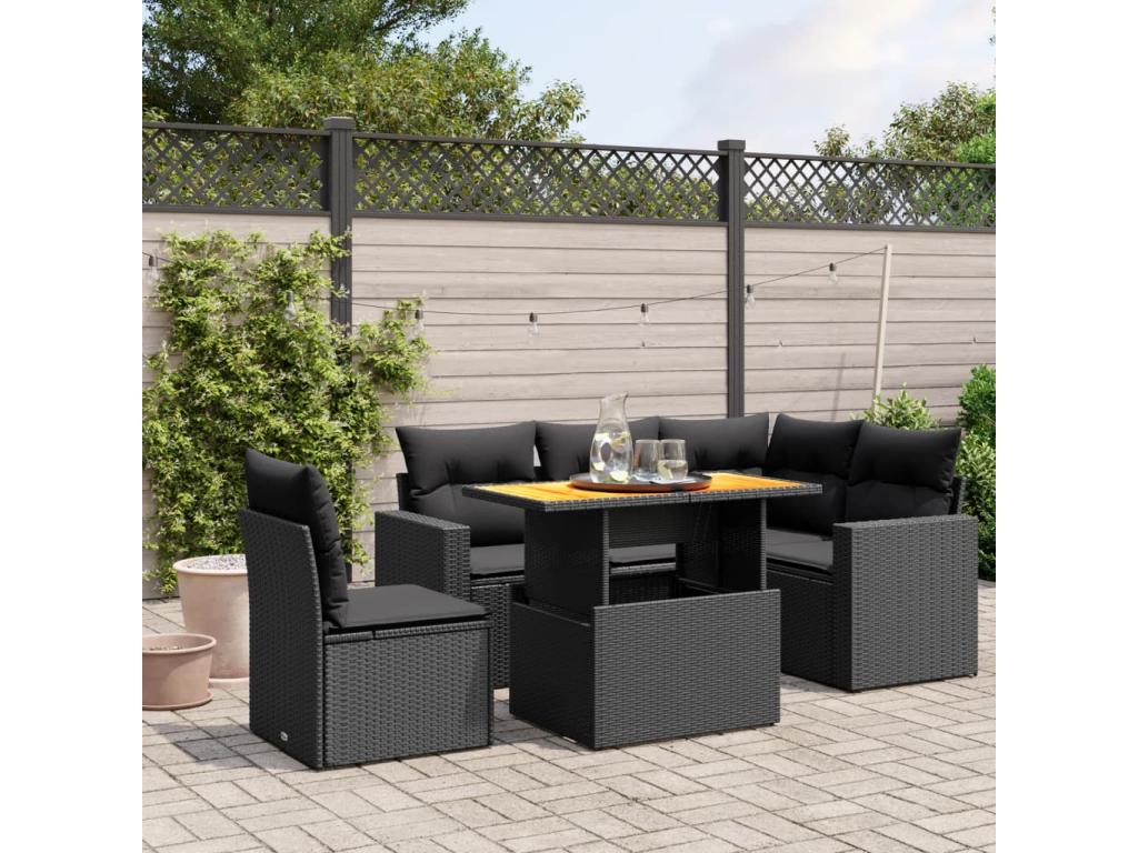 100 x 55 x 73 cm Patio Furniture Set 6-piece Resin Wicker Resin Black