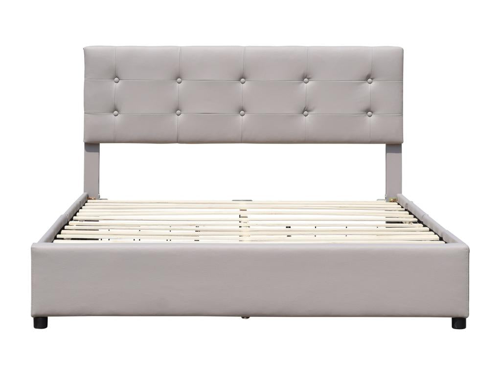 160 x 200 cm Box Spring Bed 4-drawer Wood Gray