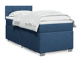 100 x 200 cm Box Spring Bed with Mattress Wood Fabric Blue