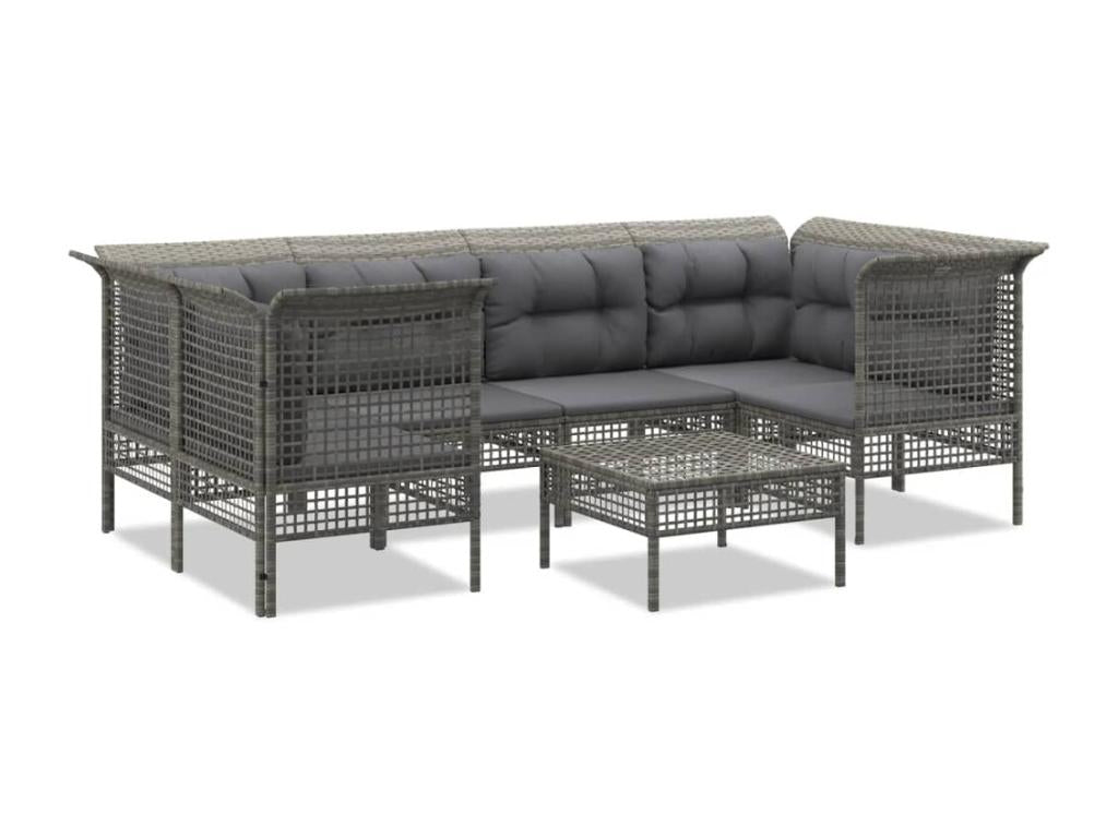 55 x 55 x 31 cm Patio Furniture Set 7-piece Resin Wicker Resin Gray