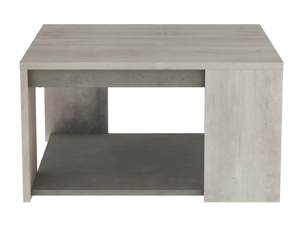 80 x 80 x 44 cm Coffee Table Wood Concrete Finish Light Natural