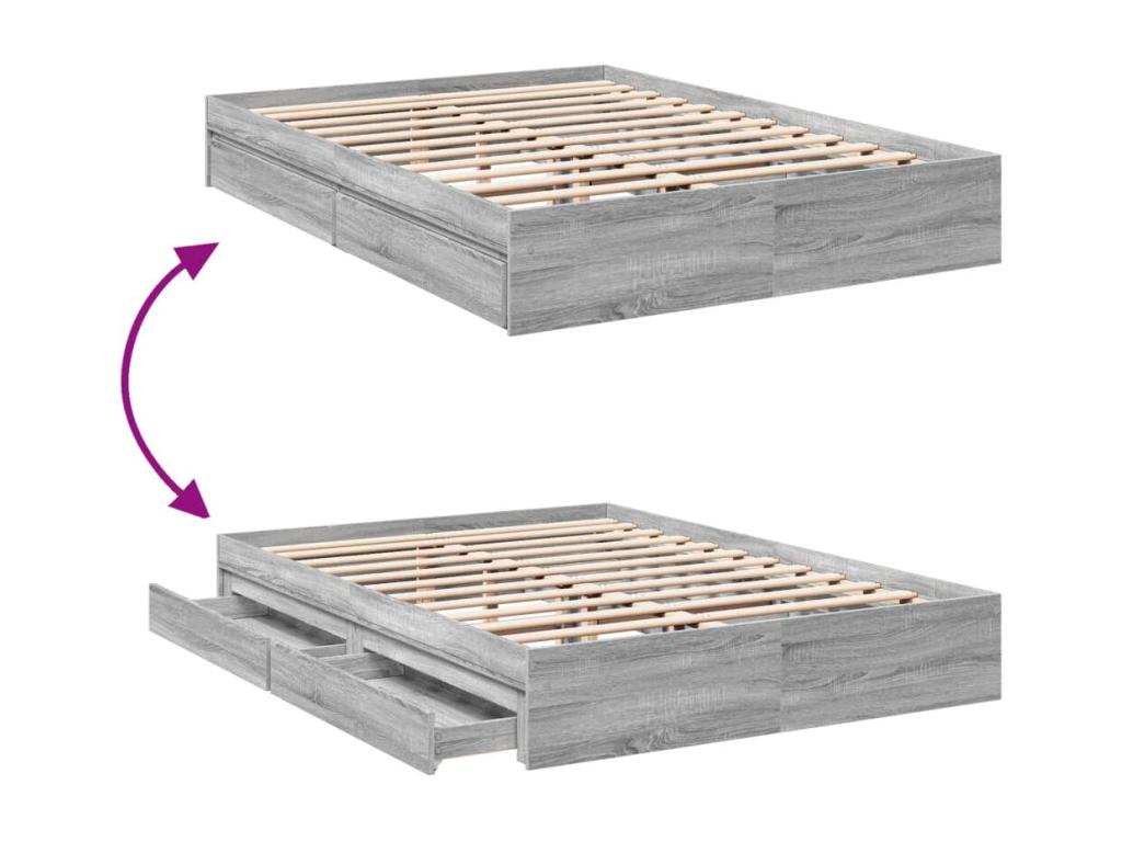 160 x 200 cm Bed Frame Wood Gray