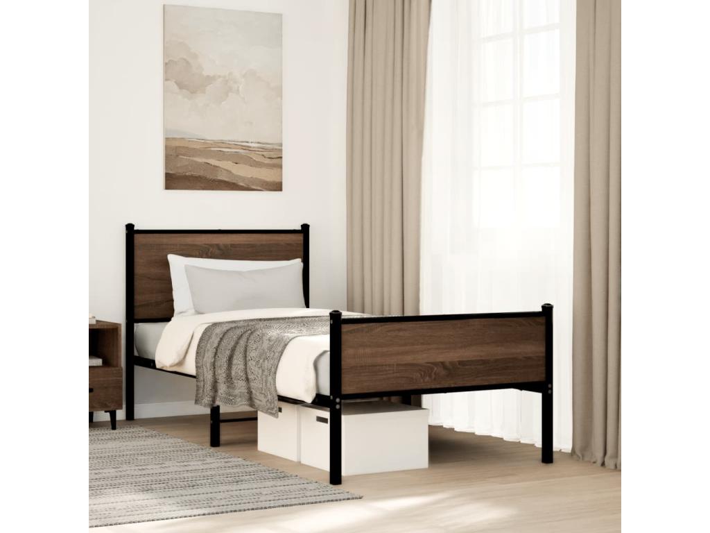 80 x 200 cm Bed Frame without Mattress Metal Steel Brown