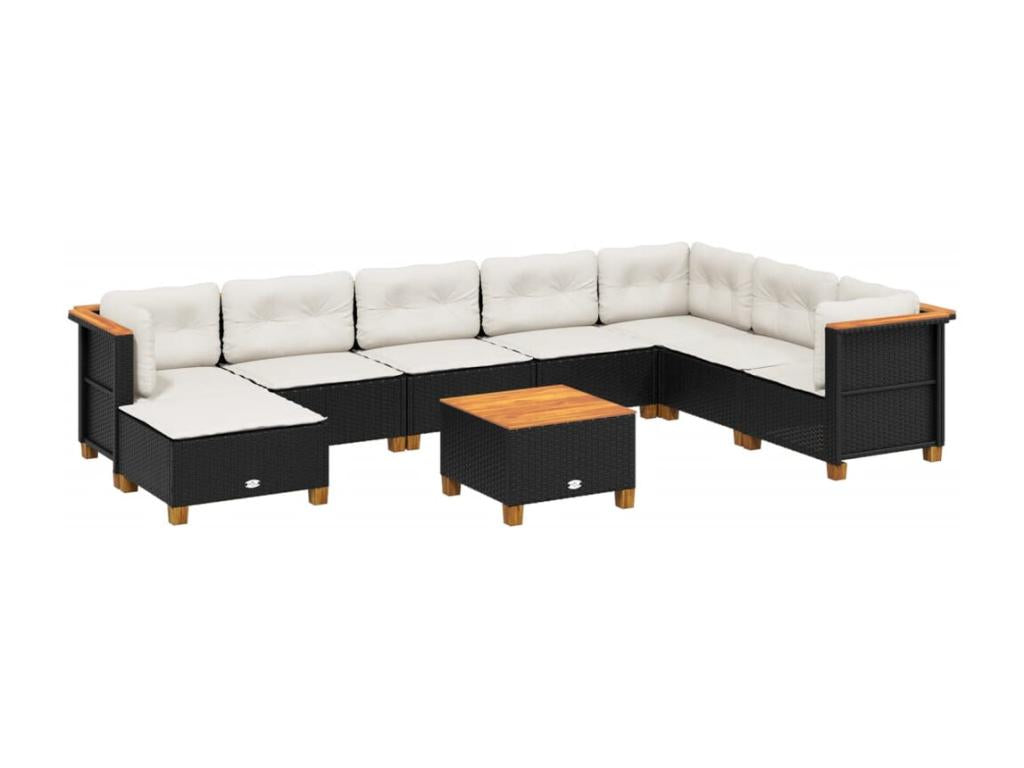 62 x 69 x 62 cm Patio Furniture Set 9-piece Resin Wicker Resin Black