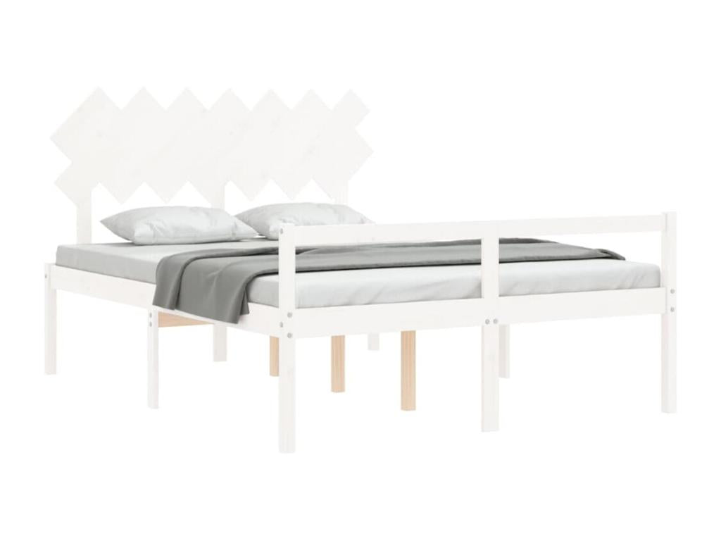 140 x 190 cm Bed Frame Solid Wood White