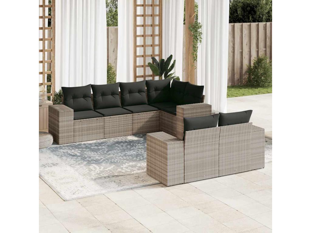 65 x 69 x 62 cm Patio Furniture Set 7-piece Resin Wicker Resin Gray