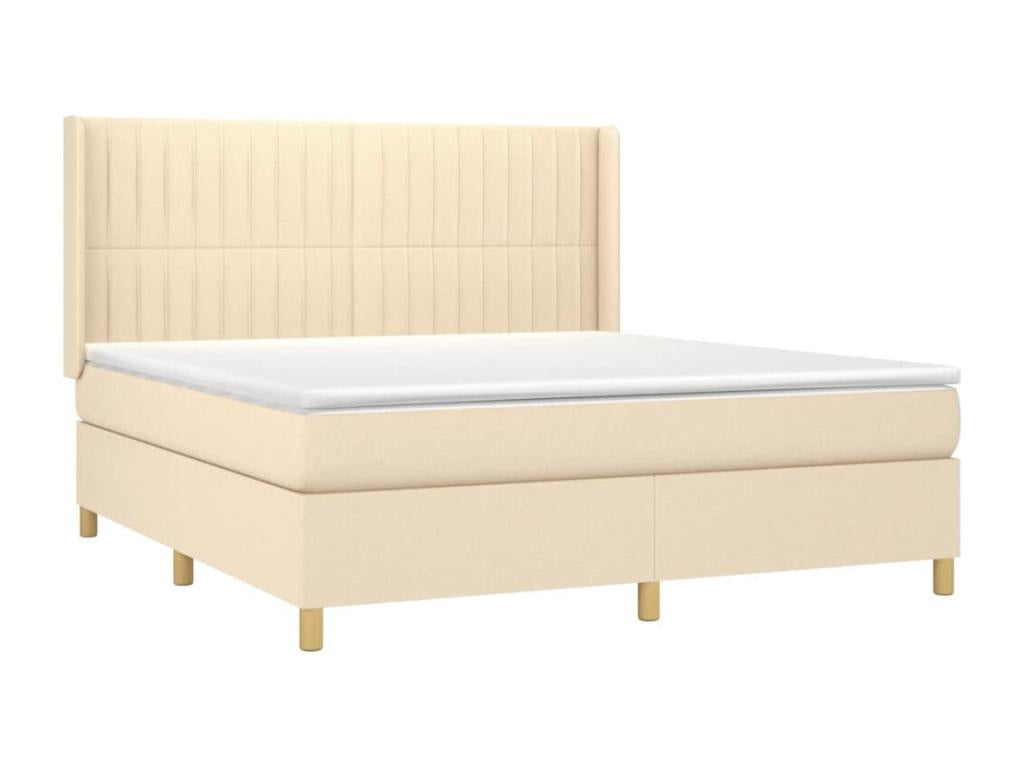 180 x 200 cm Box Spring Bed with Mattress Fabric Cream