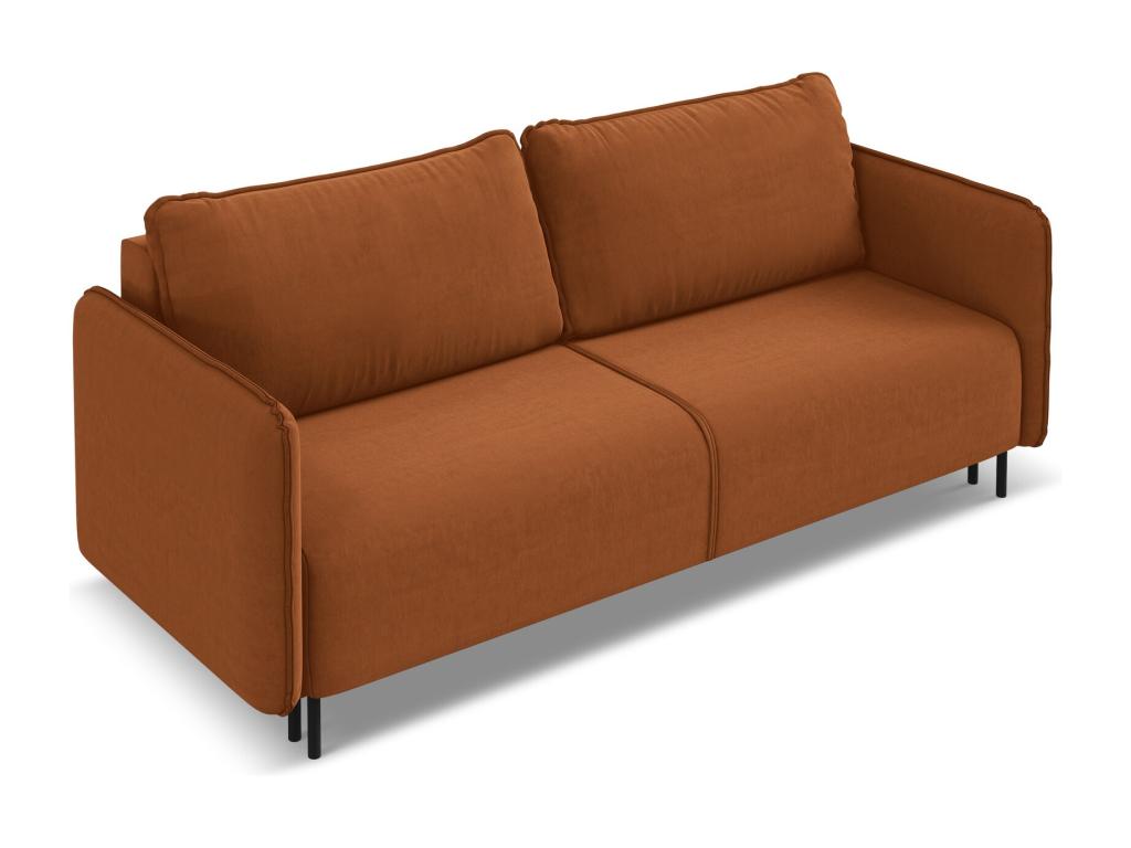 92 x 226 x 90 cm Sleeper Sofa Wood Velvet Terracotta