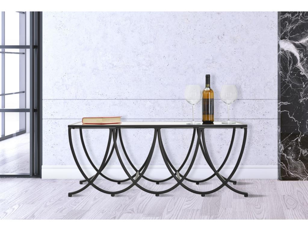 100 x 60 x 40 cm Tray Set Glass Metal Black