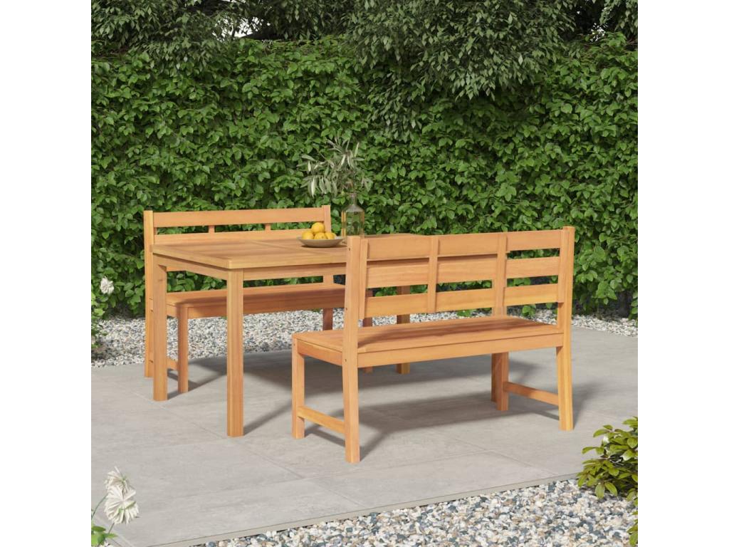 114 x 60 x 81 cm Outdoor Dining Set 3-piece Wood Brown