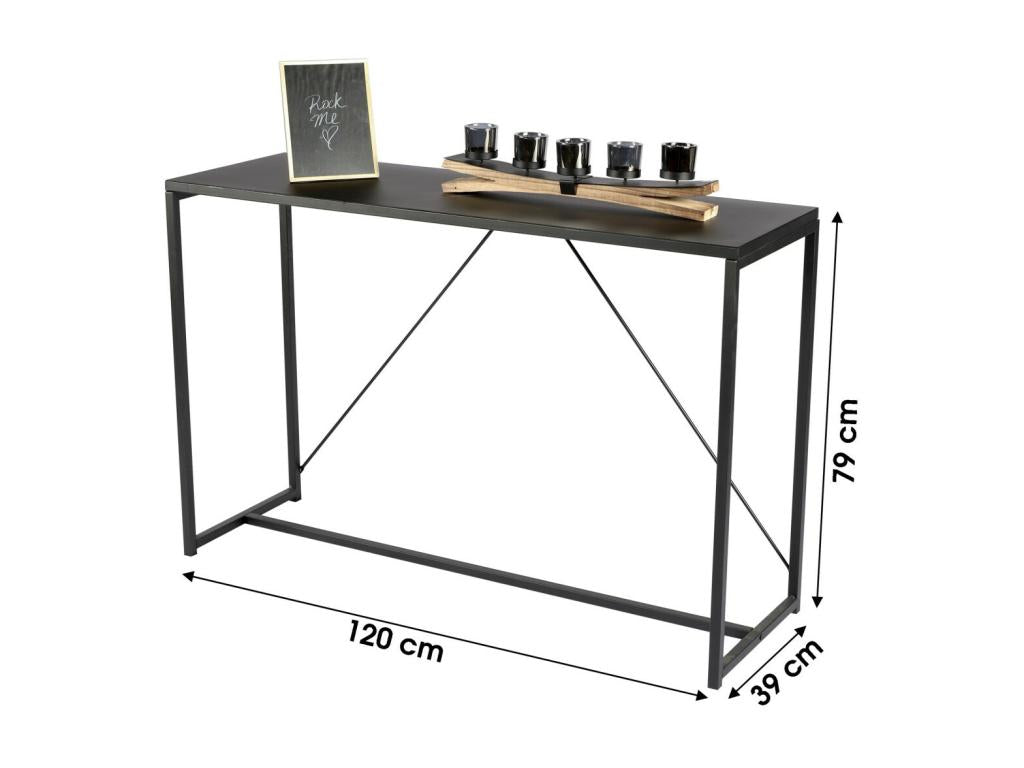 120 x 39 x 79 cm Console Table Wood Metal Black