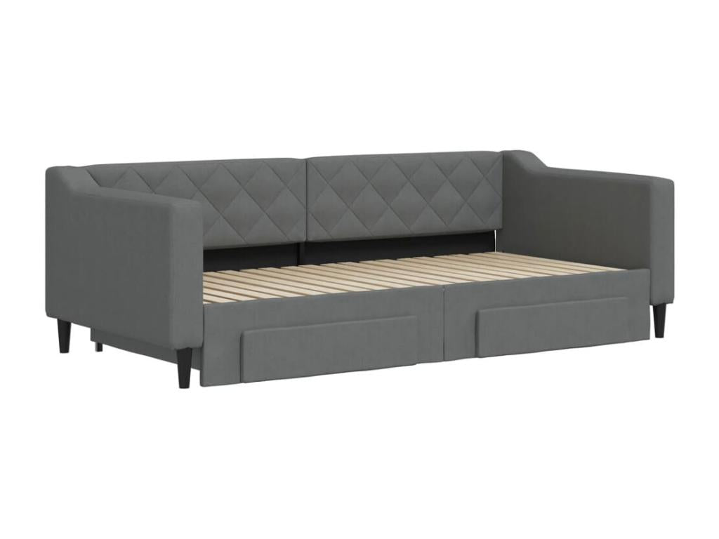 90 x 190 cm Bed Fabric Gray