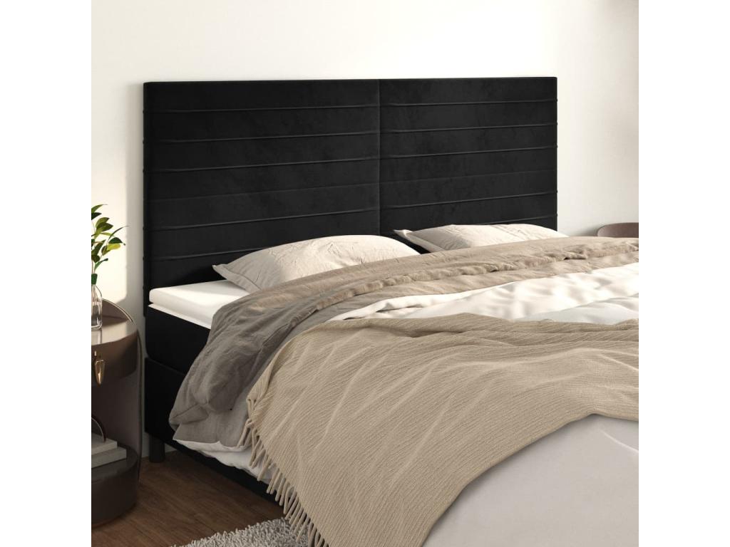 180 x 5 x 128 cm Bed Velvet Black