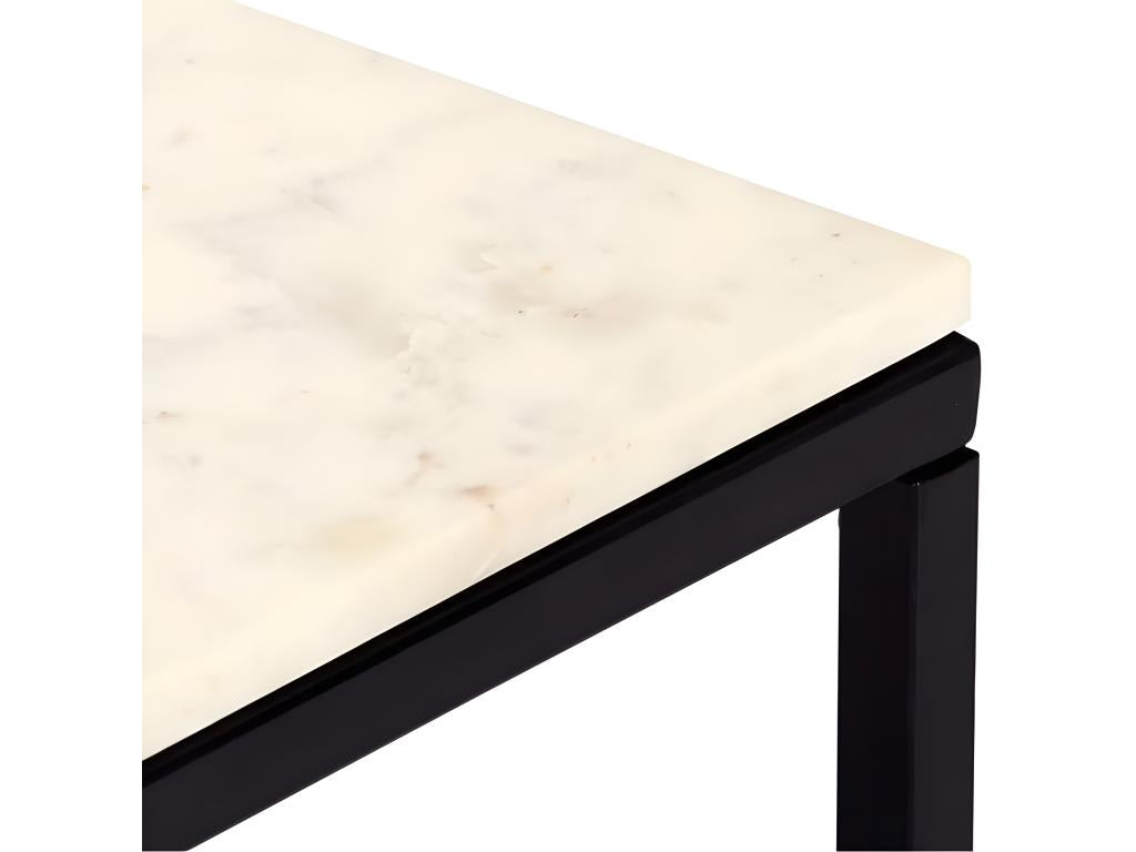 60 x 60 x 35 cm Coffee Table Metal Marble White