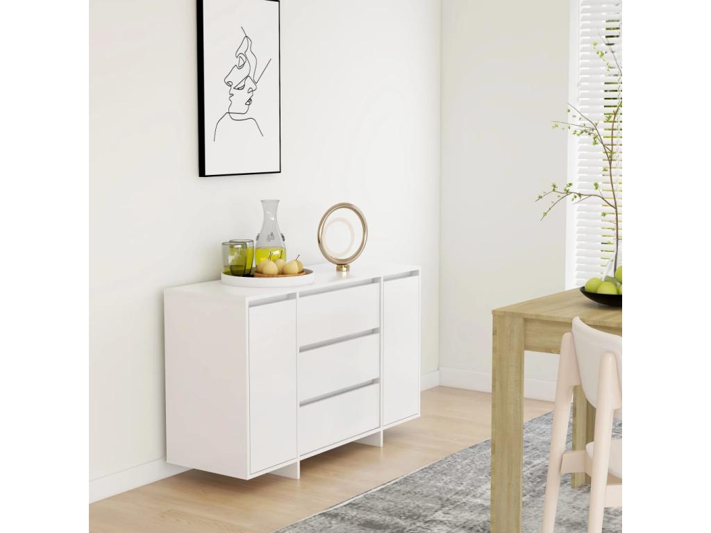 120 x 41 x 75 cm Sideboard 3-drawer Wood White