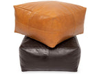 60 x 60 x 30 cm Ottoman Leather Black