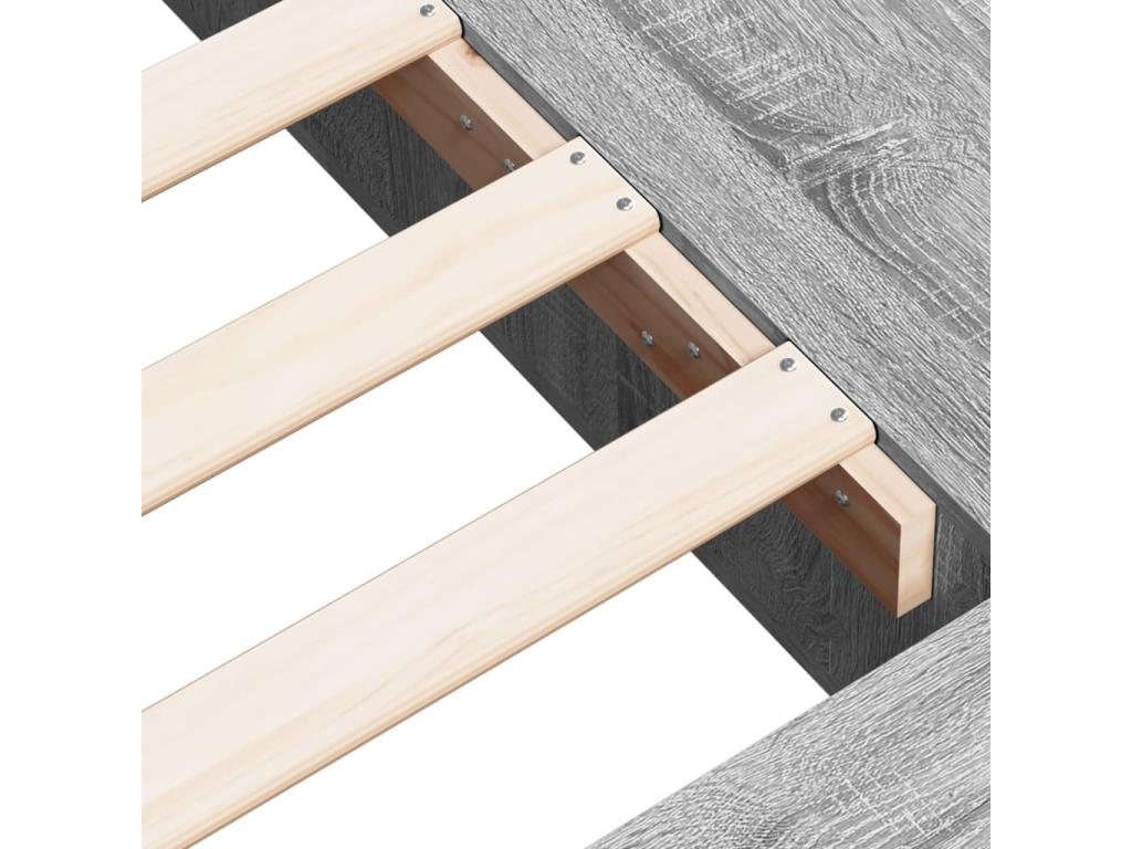135 x 190 cm Bed Frame without Mattress Wood Gray