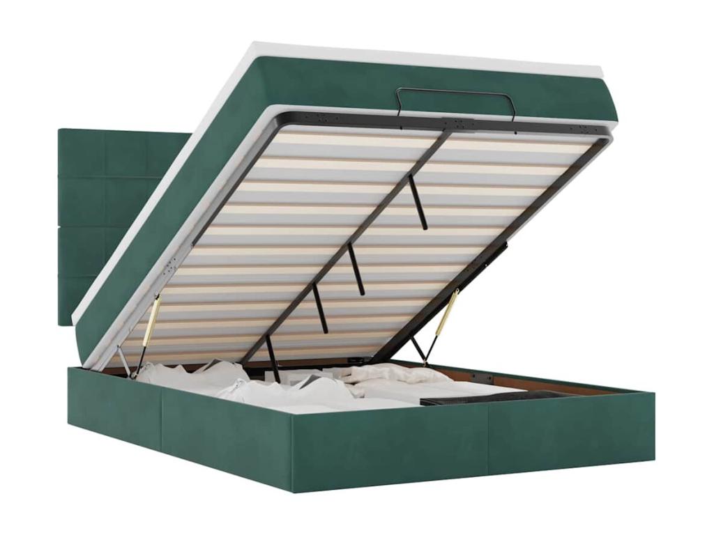 140 x 200 cm Bed Frame with Mattress Velvet Green