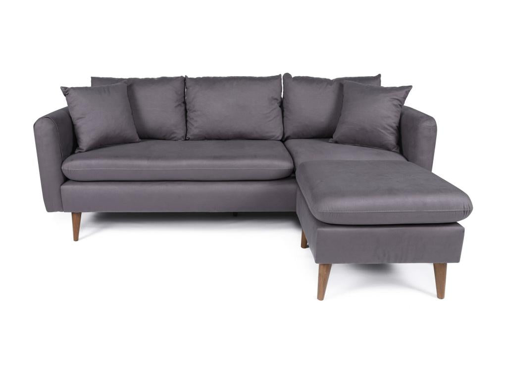 215 x 85 x 91 cm Sectional Sofa Right-facing Wood Fabric Gray