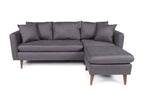 215 x 85 x 91 cm Sectional Sofa Right-facing Wood Fabric Gray