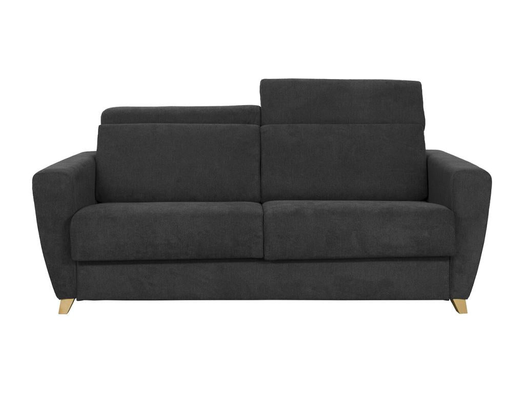 192 x 95 x 100 cm Sleeper Sofa Adjustable Headrests Wood Velvet Gray