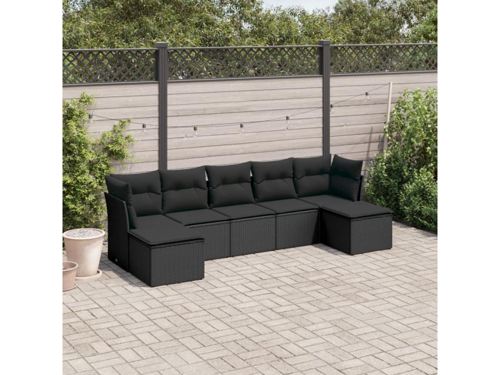 55 x 62 x 69 cm Patio Furniture Set 7-piece Resin Wicker Resin Black