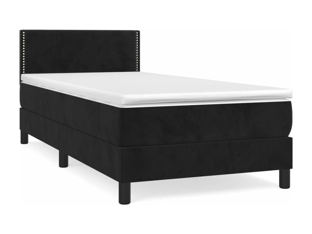 80 x 200 cm Box Spring Bed Velvet Black