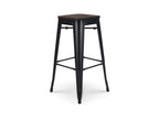 43 x 43 x 76 cm Stool Wood Metal Black