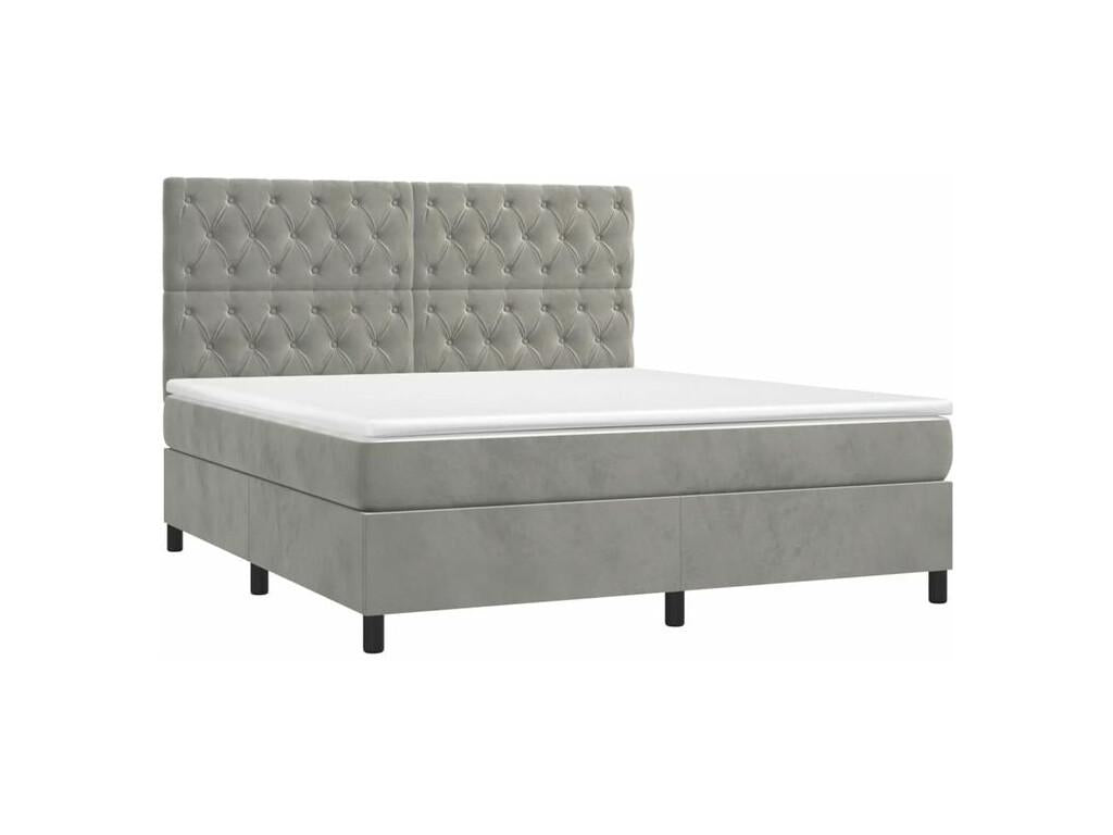 160 x 200 cm Box Spring Bed Velvet White