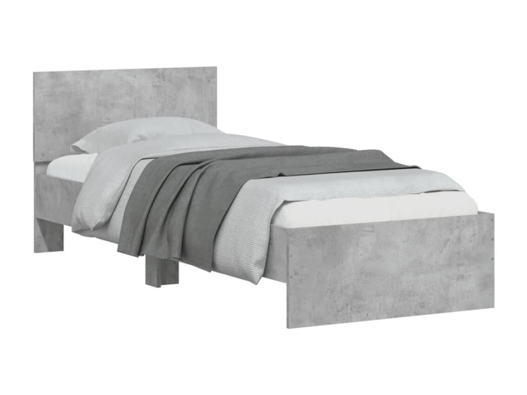 75 x 190 cm Bed Frame Wood Concrete Finish Gray