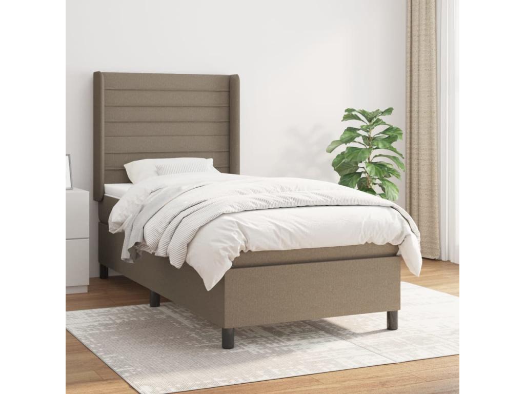 80 x 200 cm Box Spring Bed with Mattress Fabric Taupe