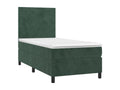 90 x 200 cm Box Spring Bed with Mattress Velvet Green