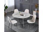 120 x 120 x 75 cm Dining Table Glass Marble White