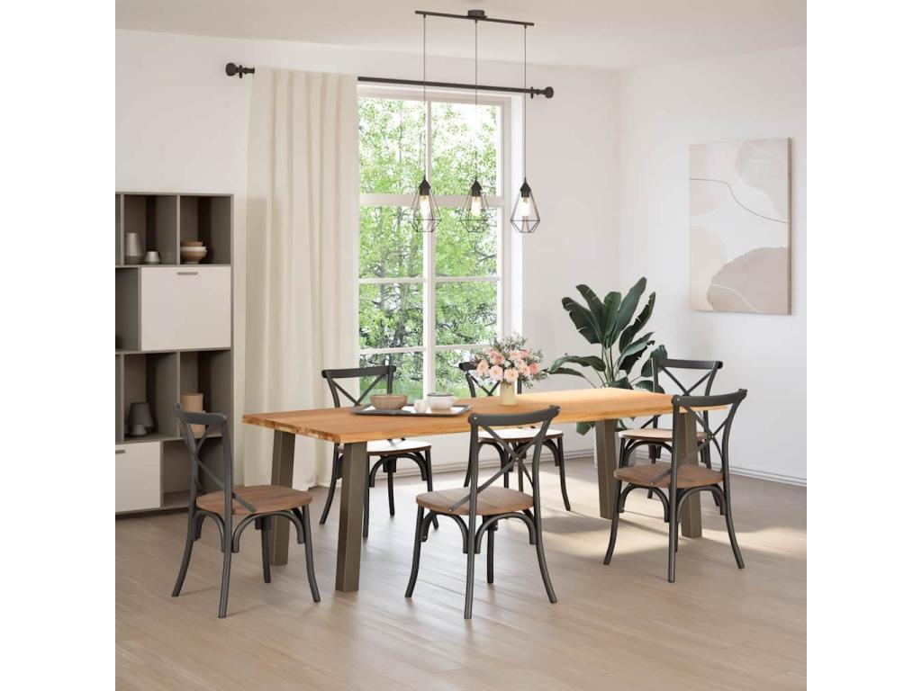 240 x 100 x 74 cm Dining Table Wood Brown