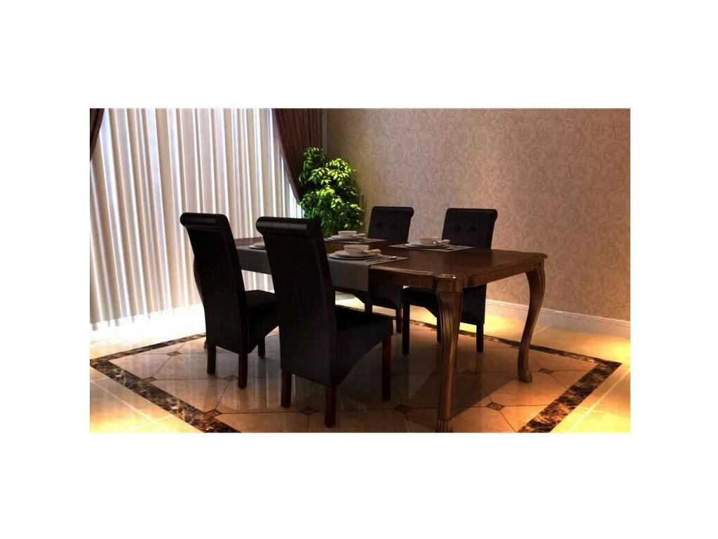 43 x 52 x 95 cm Chair Set of 4 Solid Wood Leather Brown