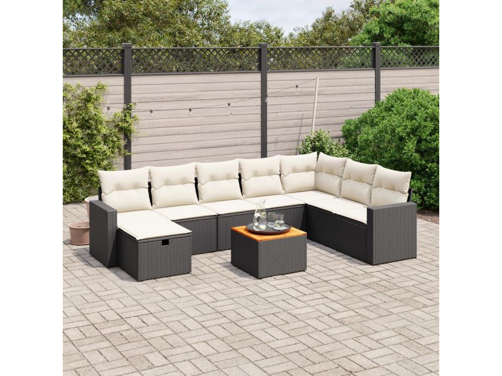 55 x 62 x 69 cm Patio Furniture Set 9-piece Resin Wicker Resin Black