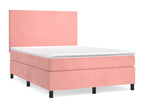 140 x 190 cm Box Spring Bed with Mattress Velvet Pink