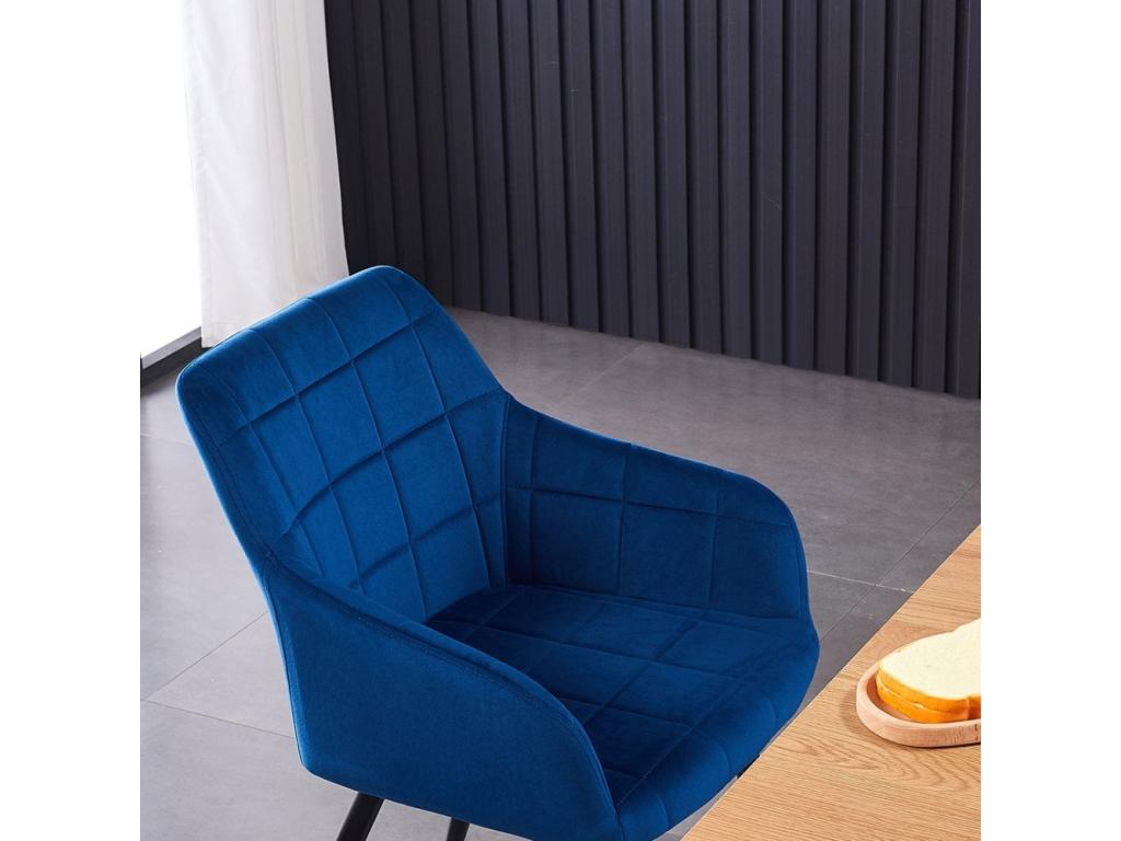 55 x 59 x 82 cm Chair Velvet Metal Blue