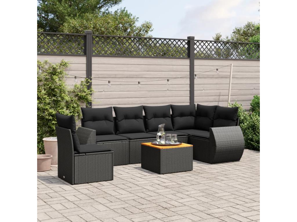 55 x 62 x 69 cm Patio Furniture Set 7-piece Resin Wicker Resin Black