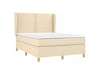 140 x 190 cm Box Spring Bed with Mattress Fabric White