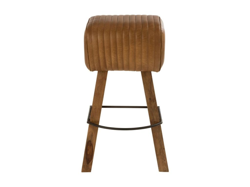 43 x 37 x 75 cm Stool Wood Leather Orange