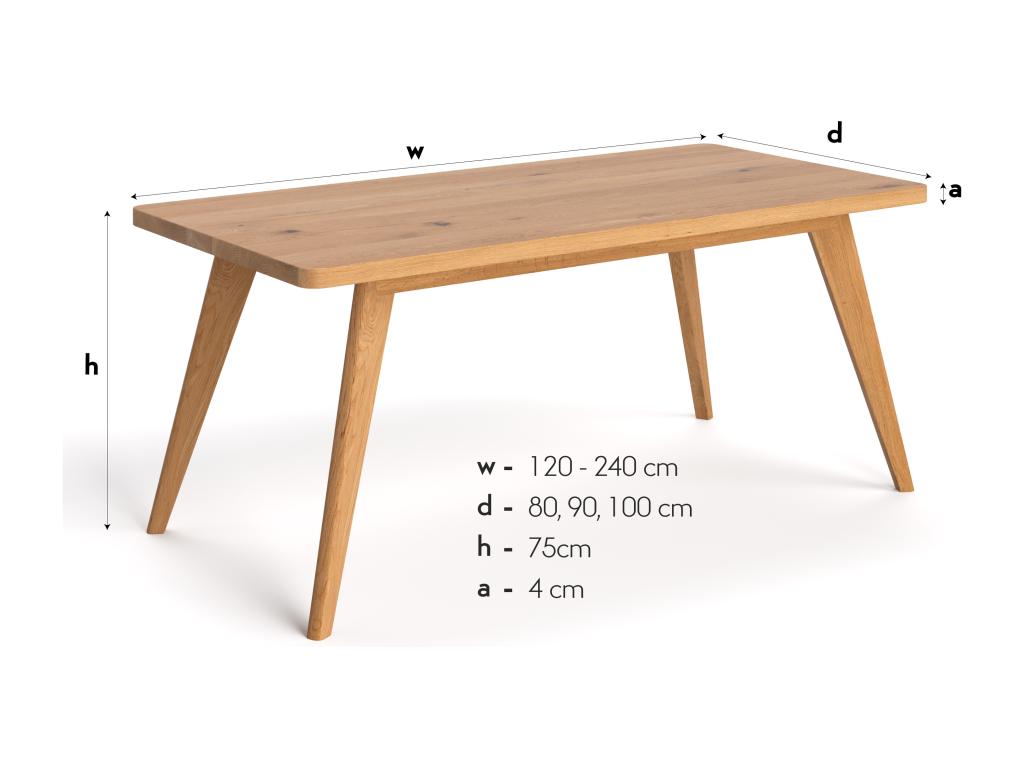 220 x 80 x 75 cm Table Solid Wood Light Natural
