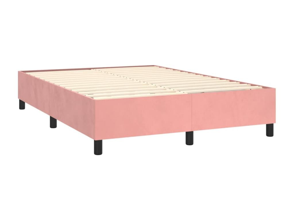 140 x 190 cm Box Spring Bed with Mattress Velvet Pink