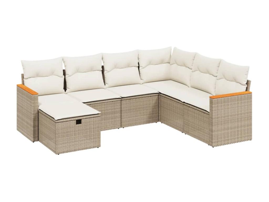 62 x 62 x 69 cm Patio Furniture Set 7-piece Resin Wicker Resin Beige
