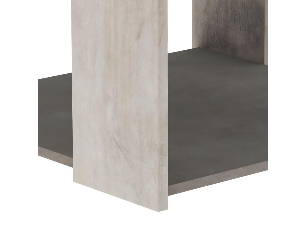 80 x 80 x 44 cm Coffee Table Wood Concrete Finish Light Natural